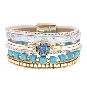 NWT Turquoise & Gold Bracelet with Abalone Stone